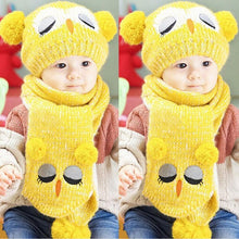 Baby Knit Woolen yarn Crochet Toddler Kids Boy Girls Warm Balls Hat Beanie Knitted Hats and Scarf bonnet d'hiver GS