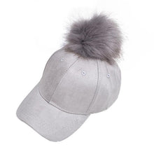 Baseball Cap  New Fashon Women Cotton Raccoon Fur Ball Hip Hop Casual Snapback Women Cap gorras bones &22 GS