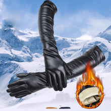 Ladies Gloves Women Long PU Leather Elbow Dress Gloves For Women Warm Cashmere Gloves Guantes Mujer GS