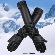 Ladies Gloves Women Long PU Leather Elbow Dress Gloves For Women Warm Cashmere Gloves Guantes Mujer GS