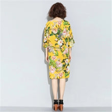 Woherb  Hot  Floral Print Vestidos sexy Plus Size Beach Chiffon Dress Casual Half Sleeves V-Neck Women Dresses 72750 GS