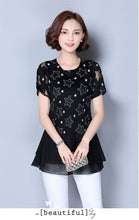 Woherb Casual Chiffon Tops  Short Sleeves O-neck Long Shirts Printing Patchwork Women Summer Blouses Plus Size 4XL 33102 GS