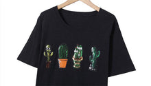 Woherb Causal Cactus Sequined T-shirt  Summer Women Harajuku O-neck Short Sleeves Tops Tee Large Size Punk Shirts 33112 GS