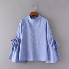 Woherb European Style Button Blouses New  Fashion Bow Tie Blue Elegant Blouse Brief Ladies Blusas Women Tops Plus Size 72763 GS