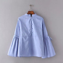 Woherb European Style Button Blouses New  Fashion Bow Tie Blue Elegant Blouse Brief Ladies Blusas Women Tops Plus Size 72763 GS