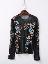 Woherb Floral Embroidery Blouses New  Fashion Translucent Tulle Blouse Ladies Blusas Women Tops Plus Size 72764 GS