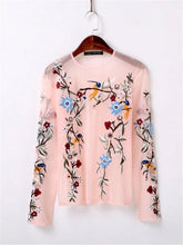Woherb Floral Embroidery Blouses New  Fashion Translucent Tulle Blouse Ladies Blusas Women Tops Plus Size 72764 GS