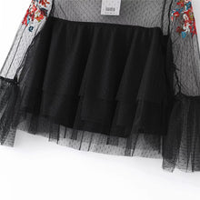 Woherb Floral Embroidery Chiffon Blouses New  Fashion Patchwork Lace Tulle Blouse Ladies Blusas Women Tops Plus Size 72762 GS