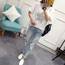 Woherb Harajuku Female Tops Tee Fashion Five-pointed Star Sequined T-shirt Short Sleeves White Cotton Tees Causal T-shirts 33106 GS