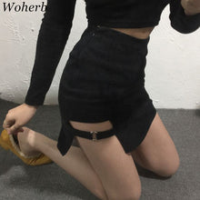 Woherb Hot  Fashion  Korean Darkness Style Women Pencil Skirts Metal Buckle Skirt Female Sexy Mini Skirt Retro 72736 GS