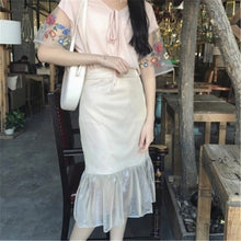 Woherb Hot  Fashion  Korean Women Slim Trumpet Skirt Mermaid Skirt Female Bling Discoloration Sexy Skirt Retro 72739 GS