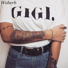 Woherb New  Fashion GI GI. Letter Print T Shirts Plus Size Casual Short Sleeve T-shirts Female t shirt Women Tops Tee 72756 GS