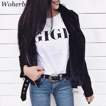 Woherb New  Fashion GI GI. Letter Print T Shirts Plus Size Casual Short Sleeve T-shirts Female t shirt Women Tops Tee 72756 GS