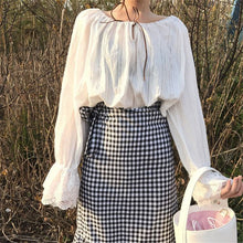 Woherb New  Fashion Korean Black White Plaid Mermaid Ruffles Skirts Woman Slim Casual High Waist Skirt 72741 GS