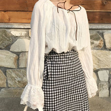 Woherb New  Fashion Korean Black White Plaid Mermaid Ruffles Skirts Woman Slim Casual High Waist Skirt 72741 GS