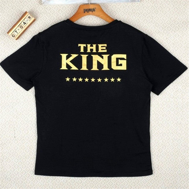 Woherb New  Fashion The King His Queen Letter Print T Shirts Summer Short Sleeve T-shirts Women Men t shirt Plus Size Tops GS