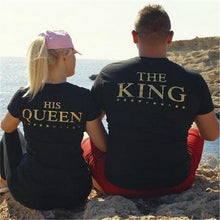 Woherb New  Fashion The King His Queen Letter Print T Shirts Summer Short Sleeve T-shirts Women Men t shirt Plus Size Tops GS