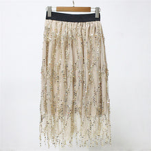 Woherb New  Tulle Skirt Sequins Bling Skirt Elegant Skirts Ball Gown Skirts Fashion Woman High Waist Skirts Plus Size 72751 GS