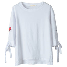 Woherb New Woman T-shirt  Love Me Red Heart Embroidery Top Tee Short Sleeve Bowknot Design Shirt Kawaii Tee Top Clothe 33082 GS