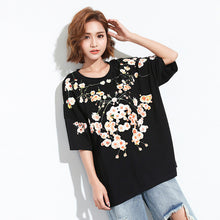 Woherb Summer  New Fashion Female T shirts Flower Print tshirts Women t-shirt Brief Half Sleeve Woman Tops Plus Size 72745 GS