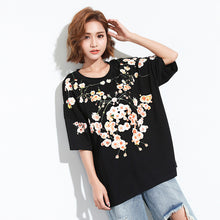 Woherb Summer  New Fashion Female T shirts Flower Print tshirts Women t-shirt Brief Half Sleeve Woman Tops Plus Size 72745 GS