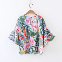 Woherb Summer Spring Bohemia Style Print Blouses New  Fashion Blue Striped Blouse Ladies Blusas Women Tops Plus Size 72759 GS