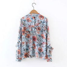 Woherb Summer Spring Floral Print Chiffon Blouses New  Fashion Ruffles Blouse Button Ladies Blusas Women Tops Plus Size 2767 GS