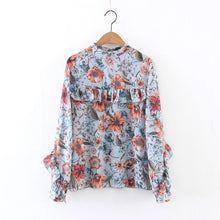 Woherb Summer Spring Floral Print Chiffon Blouses New  Fashion Ruffles Blouse Button Ladies Blusas Women Tops Plus Size 2767 GS