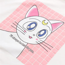 Woherb Woman Summer Hoodie Shirts  Short Sleeves Cotton Hoodies Kitten Printing T-shirt Casual Female Clothing Tops T33084 GS