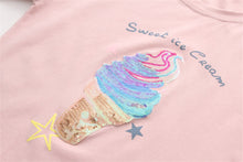 Woherb Women Cotton T-shirt Sexy Crop Top Loose Tee Short Sleeve Ice-cream Sequined Tops Casual Lady Summer Kawaii Shirts 33107 GS