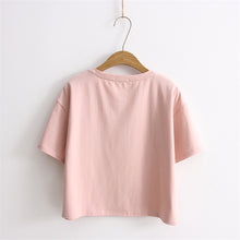 Woherb Women Cotton T-shirt Sexy Crop Top Loose Tee Short Sleeve Ice-cream Sequined Tops Casual Lady Summer Kawaii Shirts 33107 GS
