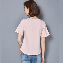Woherb Women Top Tees  Summer Short Pleated Sleeves Tee Cute Fish Printing Top Shirt Fashion O-neck Tshirts 33109 GS