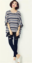 Woman Chiffon Shirt Batwing Sleeve O-neck Collar Tops Harajuku Printing Large Size Shirts Loose Tassel Design Top Shirt 33075 GS