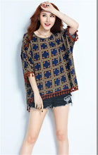 Woman Chiffon Shirt Batwing Sleeve O-neck Collar Tops Harajuku Printing Large Size Shirts Loose Tassel Design Top Shirt 33075 GS