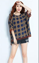 Woman Chiffon Shirt Batwing Sleeve O-neck Collar Tops Harajuku Printing Large Size Shirts Loose Tassel Design Top Shirt 33075 GS