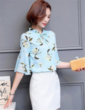 Woman Large Size Blouses  Summer Sexy V-collar Tops Batwing Sleeves Flowers Printing Shirt Female Tops Shirt Clothing 33063 GS