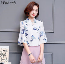 Woman Large Size Blouses  Summer Sexy V-collar Tops Batwing Sleeves Flowers Printing Shirt Female Tops Shirt Clothing 33063 GS