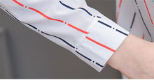 Woman Large Size Pullover Blouse  Turn-down Collar Tops Shirt Long Sleeve Striped Shirt Famale Work Wear Blusas 33071 GS