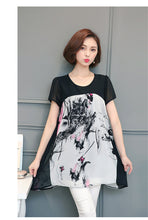 Woman Shirts  Short Sleeves O-neck Collar Tops Loose Butterfly Printing Shirt Female Chiffon Top Shirt Plus Size 4XL 33070 GS