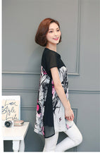 Woman Shirts  Short Sleeves O-neck Collar Tops Loose Butterfly Printing Shirt Female Chiffon Top Shirt Plus Size 4XL 33070 GS