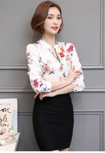 Woman Tops Shirt  Fashion Stand Collar Blouses Floral Short Sleeves Shirt Loose Famale Plus Size Tops Shirt 33060 GS