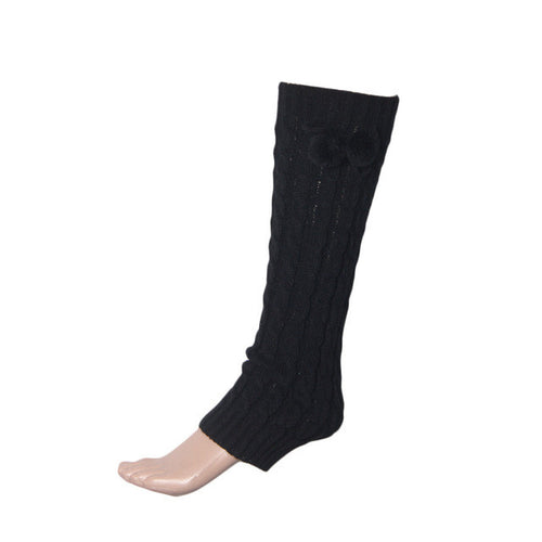Women Bowknot Boot Cuffs Warmer Chuzzle Knit Leg Sockings  warm Leg Warmer over the knee Plush Ball Socks GS