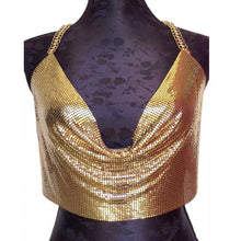 Women Club Halter Neck Sexy Squined Sling Short Tank Top For Women Backless Chain Sleeveless Crop Top Women  Top  #63 GS