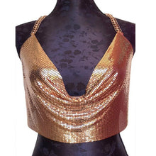 Women Club Halter Neck Sexy Squined Sling Short Tank Top For Women Backless Chain Sleeveless Crop Top Women  Top  #63 GS
