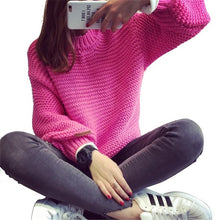 Women Korean Sweater Thick Coarse Wool Knitted Tops Fashion Puff Sleeve Casual For Autumn Winter Knitted Pullover 70093 GS
