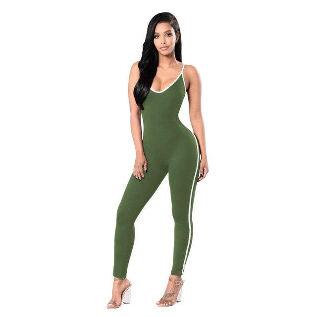 Women Lady V Neck Clubwear Bodycon  Jumpsuits For Women  Bodycon Sleeveless Fitness Sling Jumpsuit Long Pants #63 GS