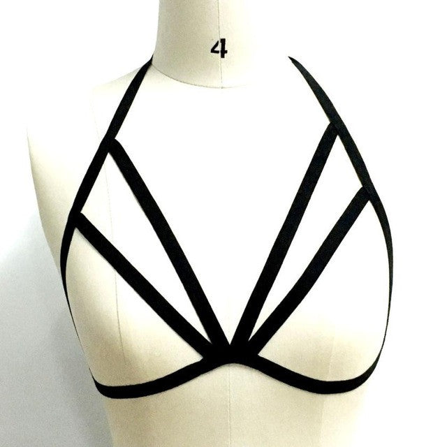 Women New Black Halter Neck Sexy Bandage Gothic sexy Bra Harajuku Body Crop Tops sexy #63 GS