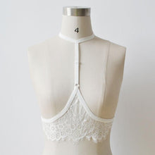 Women New Sexy Halter Neck Black/White Lace Gothic sexy Bra Harajuku bondage Bra Body Crop Tops sexy Female #63 GS