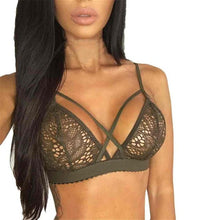Women Sexy Crossing Bandage Crop Tops Floral Sheer Lace Bra Top Seamless Black Bralette Wireless bustier Tank Top Camis &03 GS