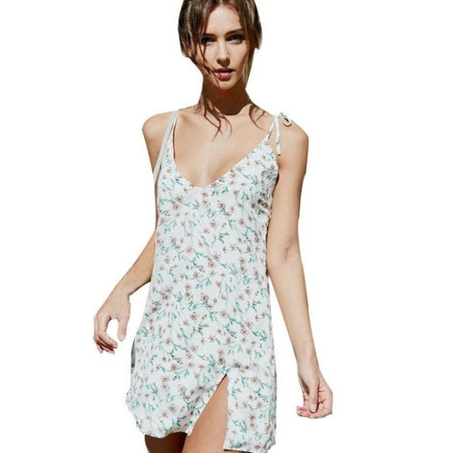 Women Sexy Dress Print Camisole Mini Dress Sleeveless Dress GS